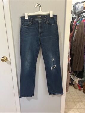 Lucky Brand Dark Blue Boot Cut Jeans with Knee Distress